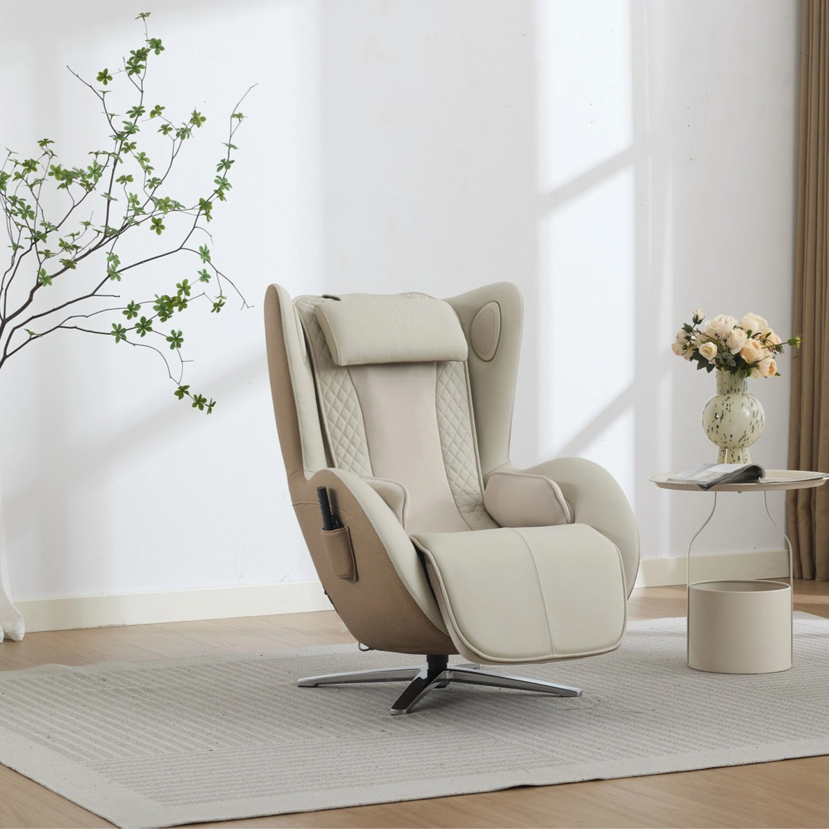 Nouhaus Aurora zero gravity massage chair in Elder White, product view