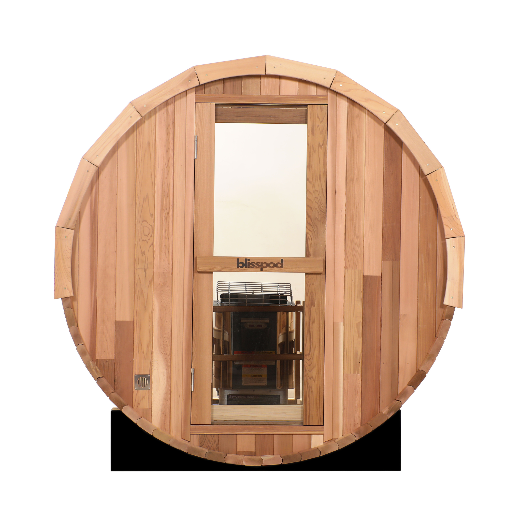 Blisspod Prague 4-6 Person Cedar Glass-Back Outdoor Steam Barrel Sauna