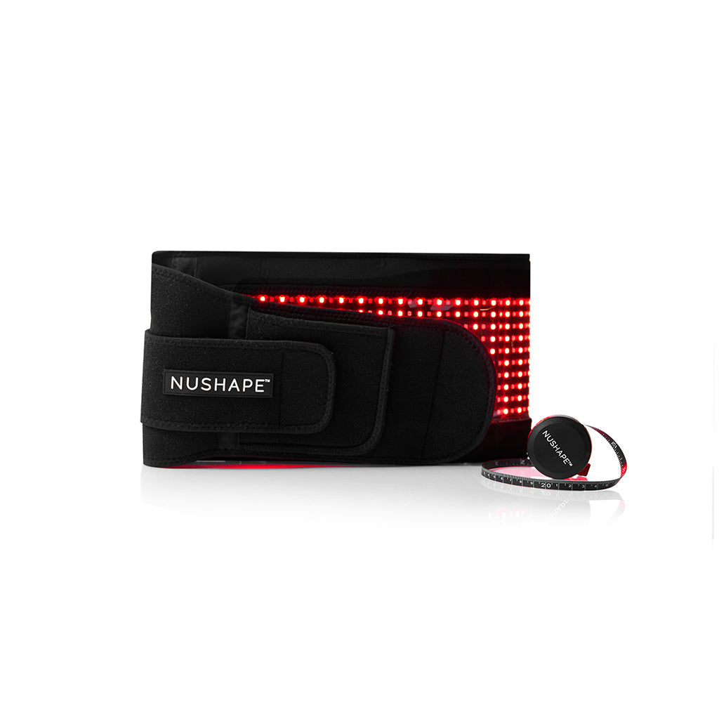 Nushape Lipowrap red and near-infrared light therapy body wrap, wrapped view