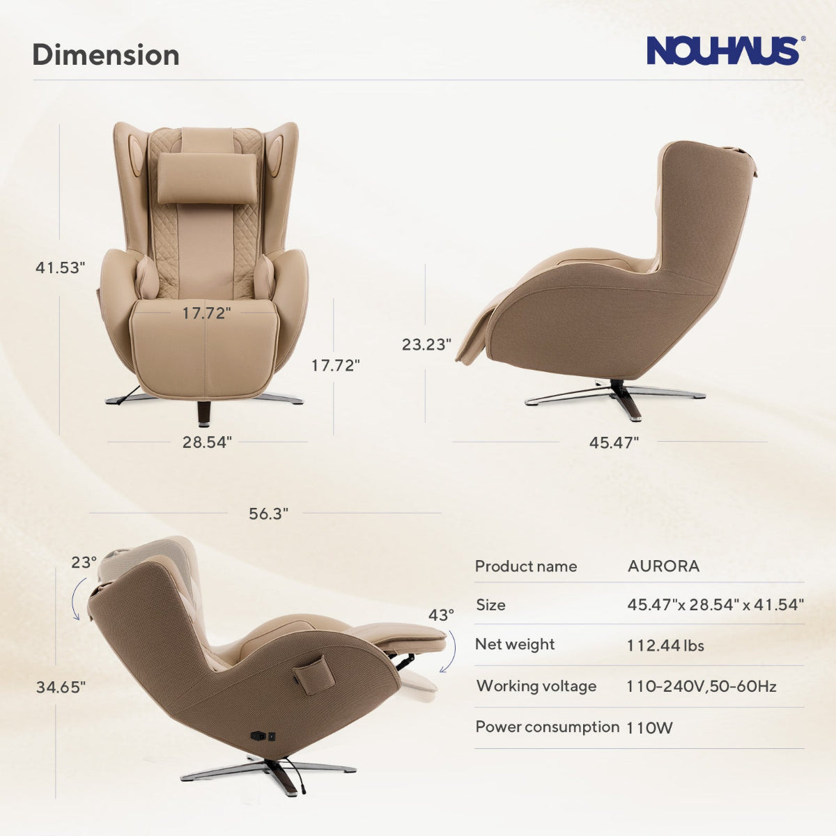 Nouhaus Aurora Zero Gravity Full-Body Massage Chair