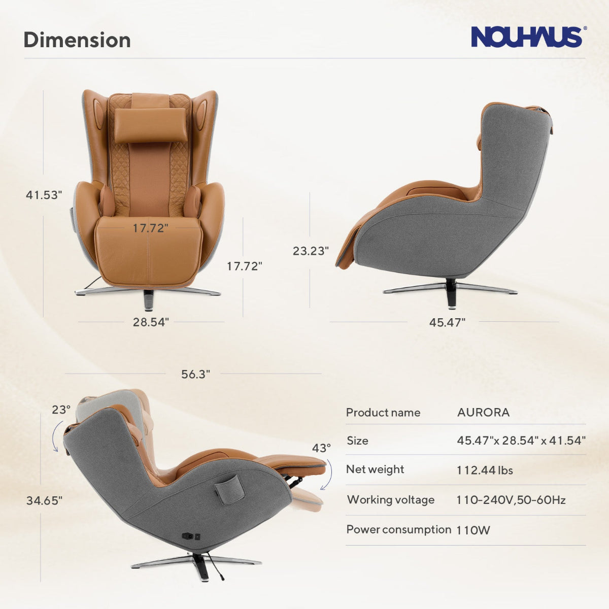 Nouhaus Aurora Zero Gravity Full-Body Massage Chair