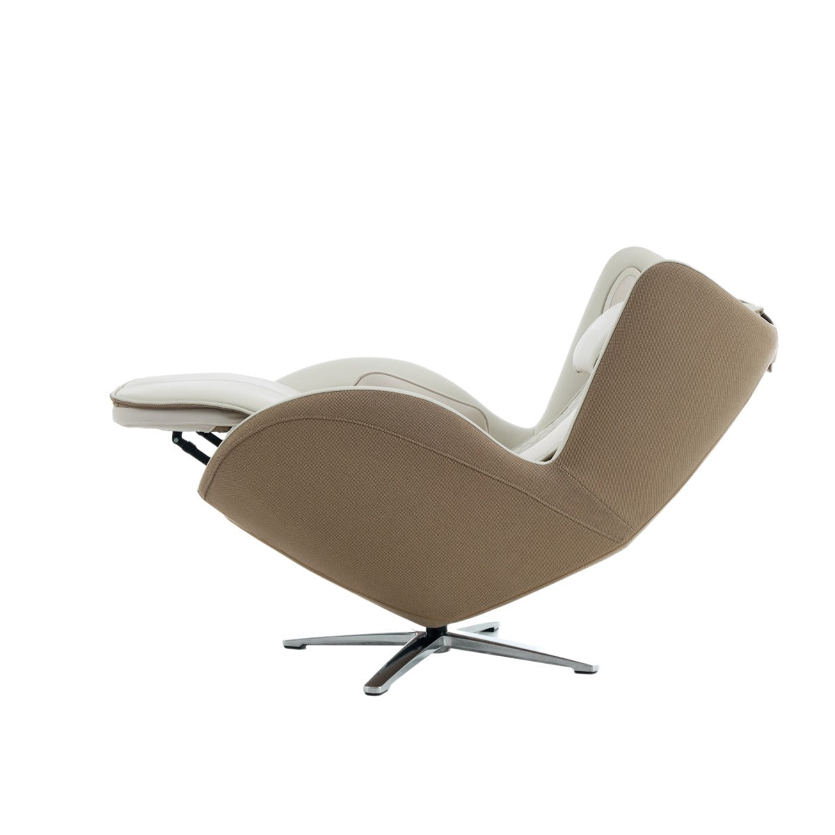 Nouhaus Aurora zero gravity massage chair in Elder White, side view showing the zero-gravity recline