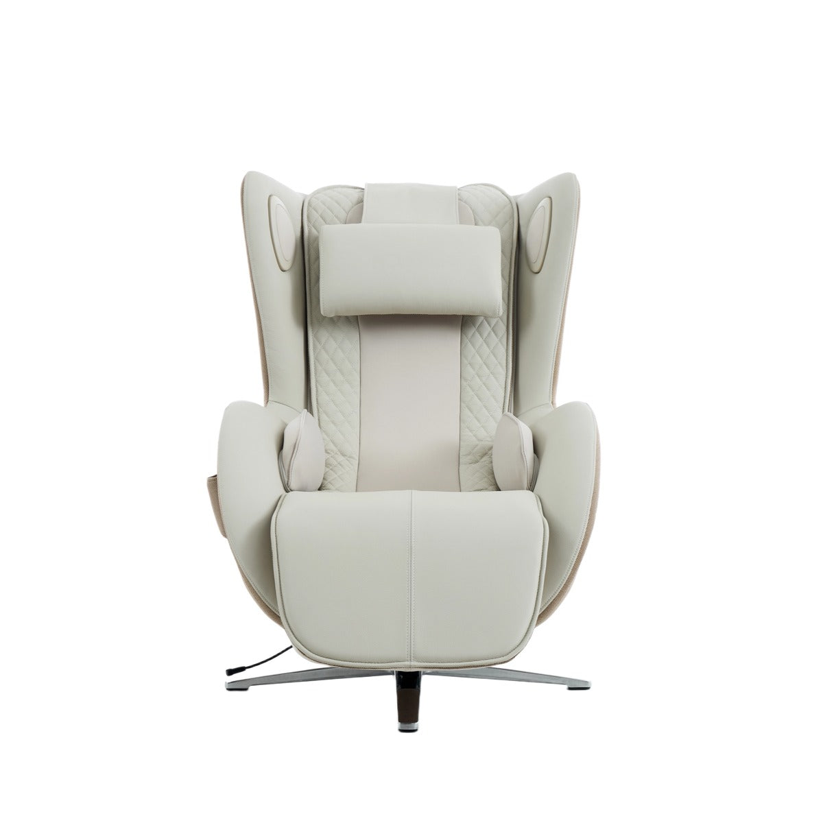 Nouhaus Aurora zero gravity massage chair in Elder White, front view on white background
