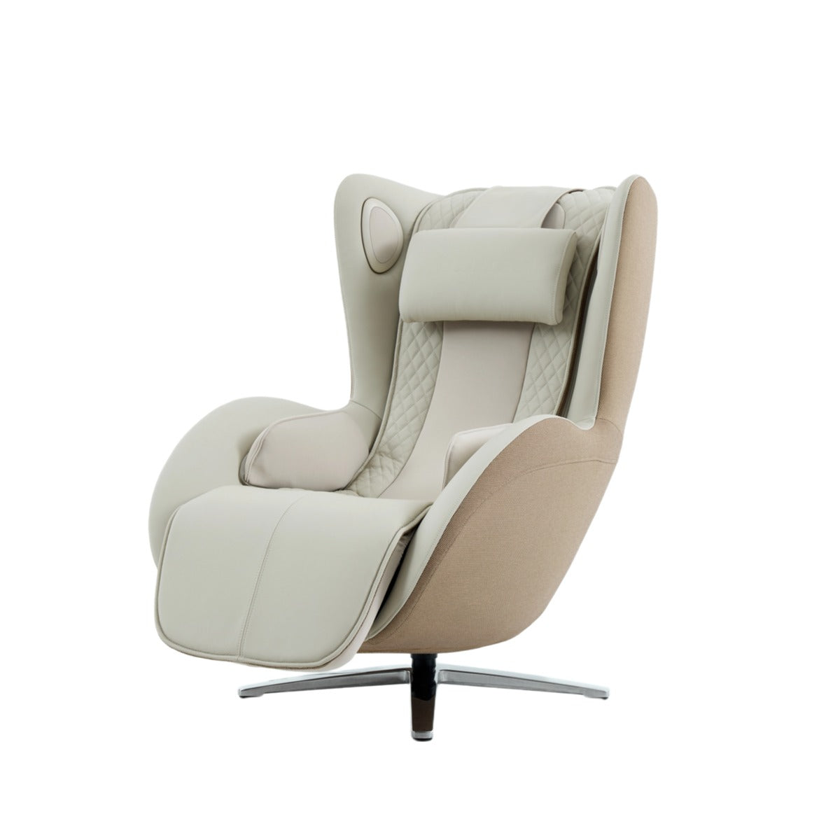Nouhaus Aurora zero gravity massage chair in Elder White, front three-quarter view on white background