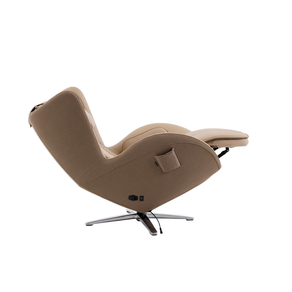 Nouhaus Aurora zero gravity massage chair in Mellow Sand, side view on white background
