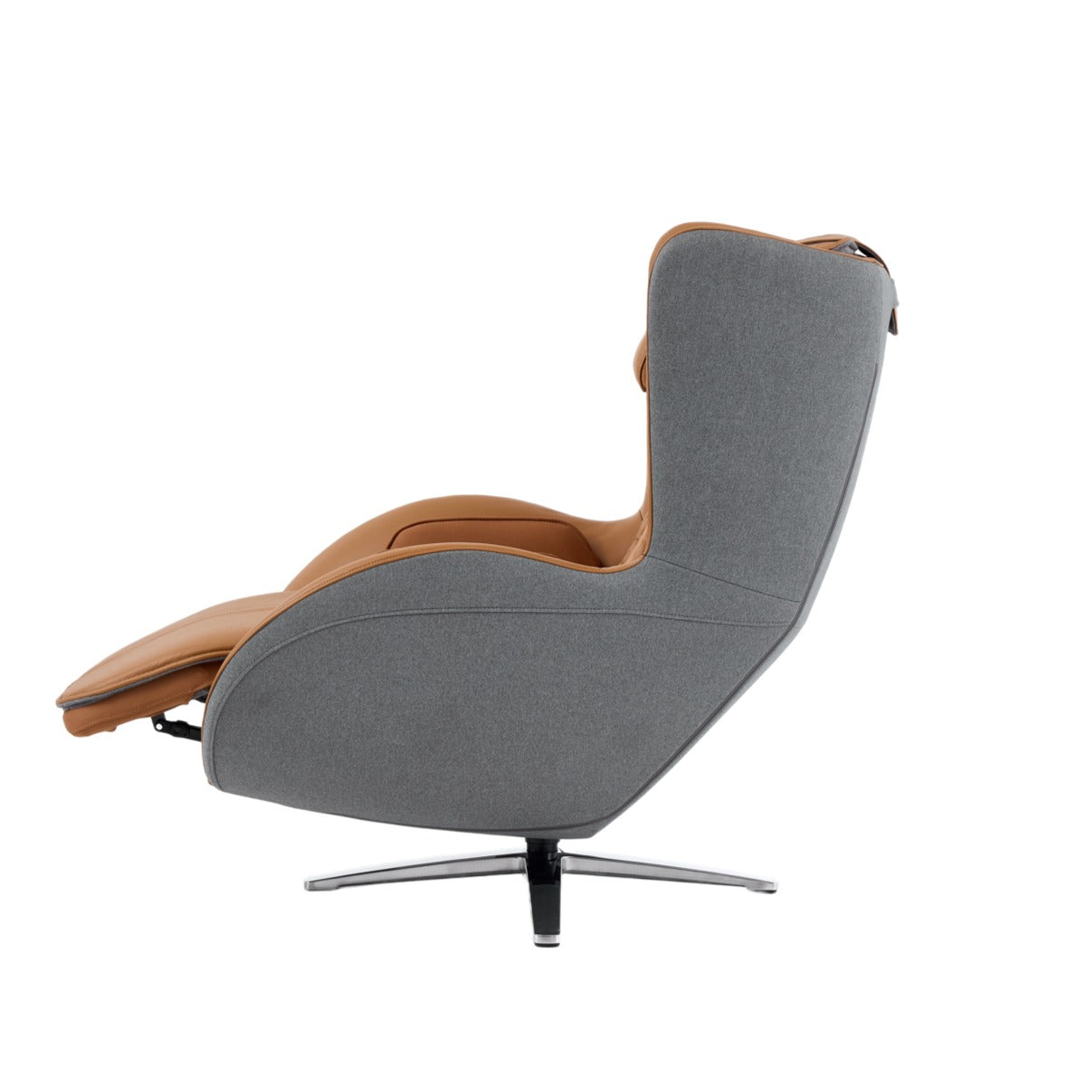 Nouhaus Aurora zero gravity massage chair in Caramel, side view showing Zero Gravity Recline