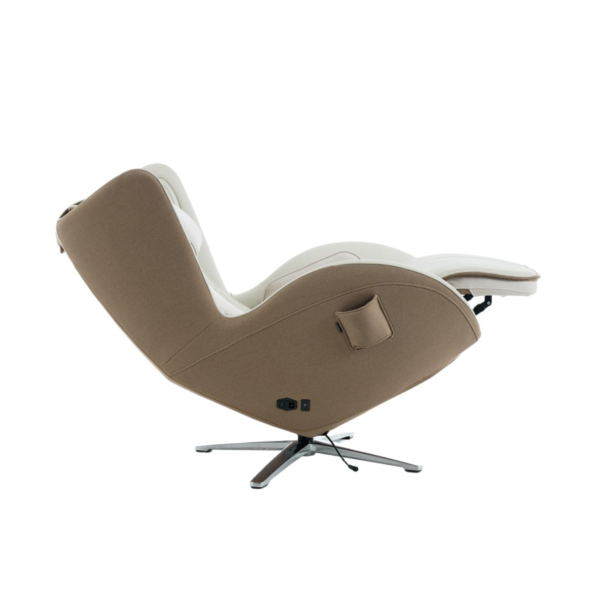 Nouhaus Aurora zero gravity massage chair in Elder White, side view showing the zero-gravity recline