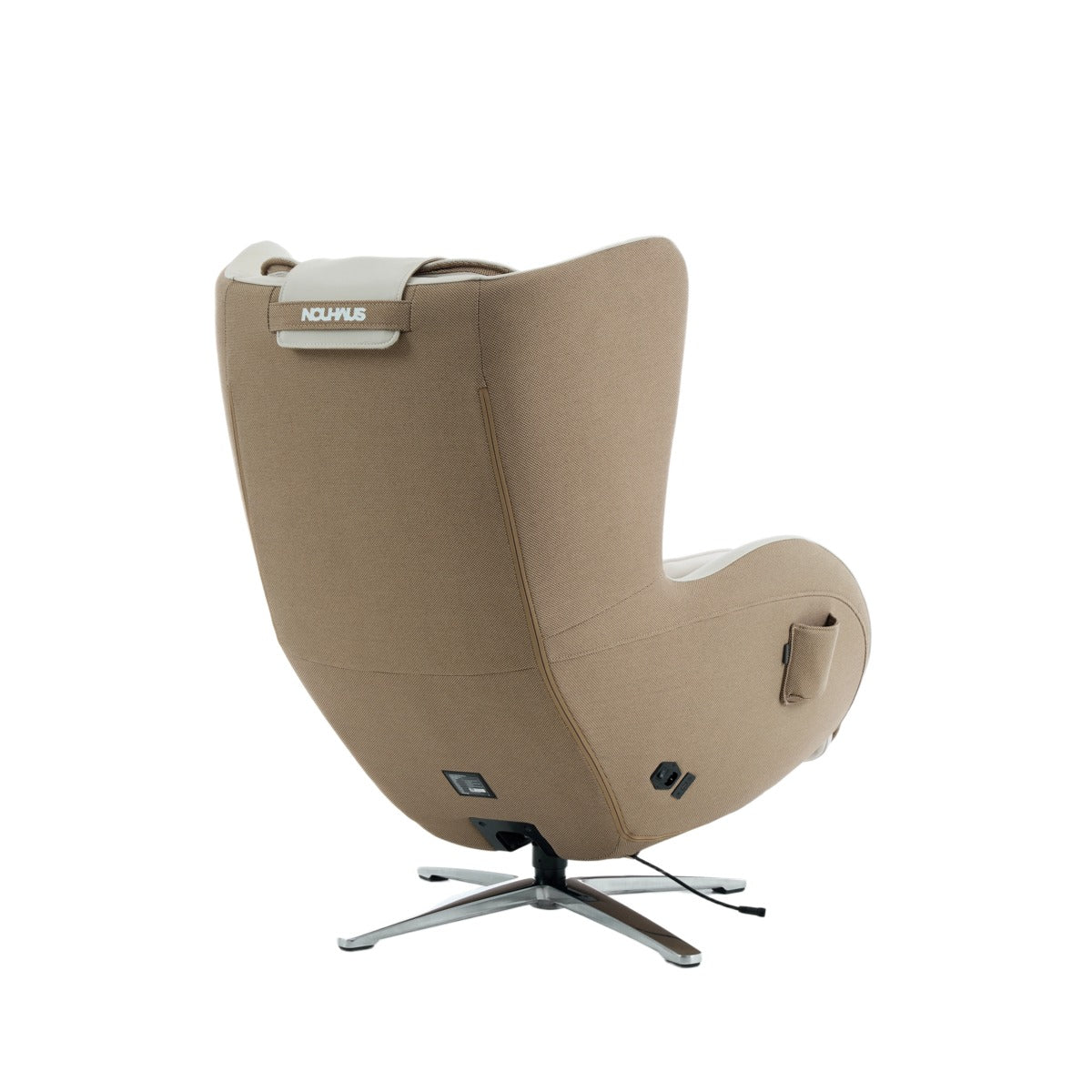 Nouhaus Aurora zero gravity massage chair in Elder White, back three-quarter view 