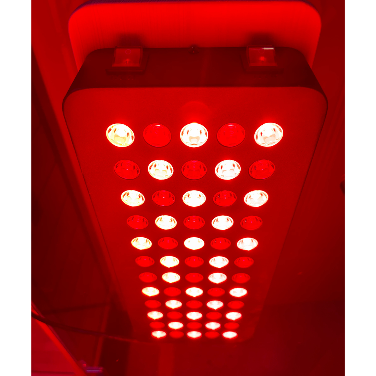 Blisspod Malmo sauna, interior with the LED chromotherapy lighting