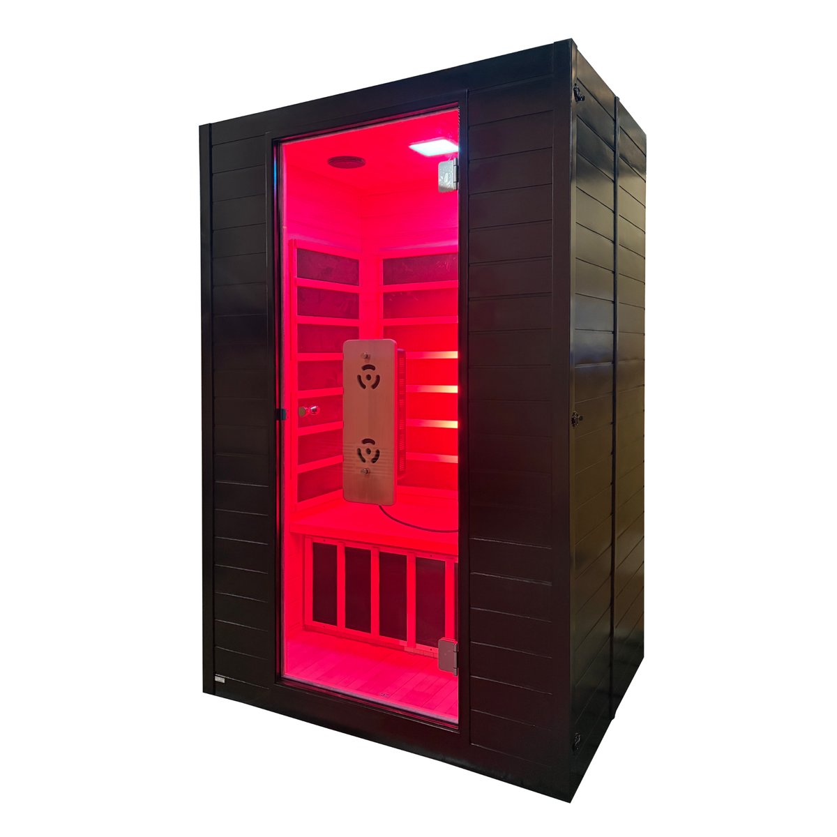 Blisspod Malmo infrared and red light sauna, three-quarter angle view