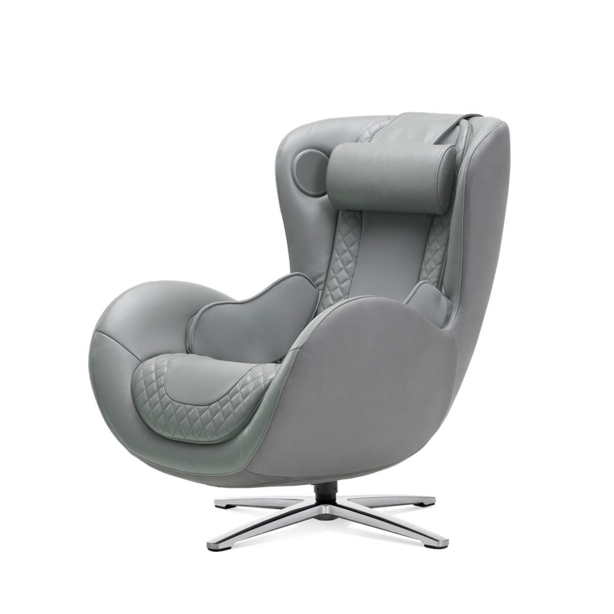 Nouhaus New Classic massage chair in Ash Grey, front three-quarter view