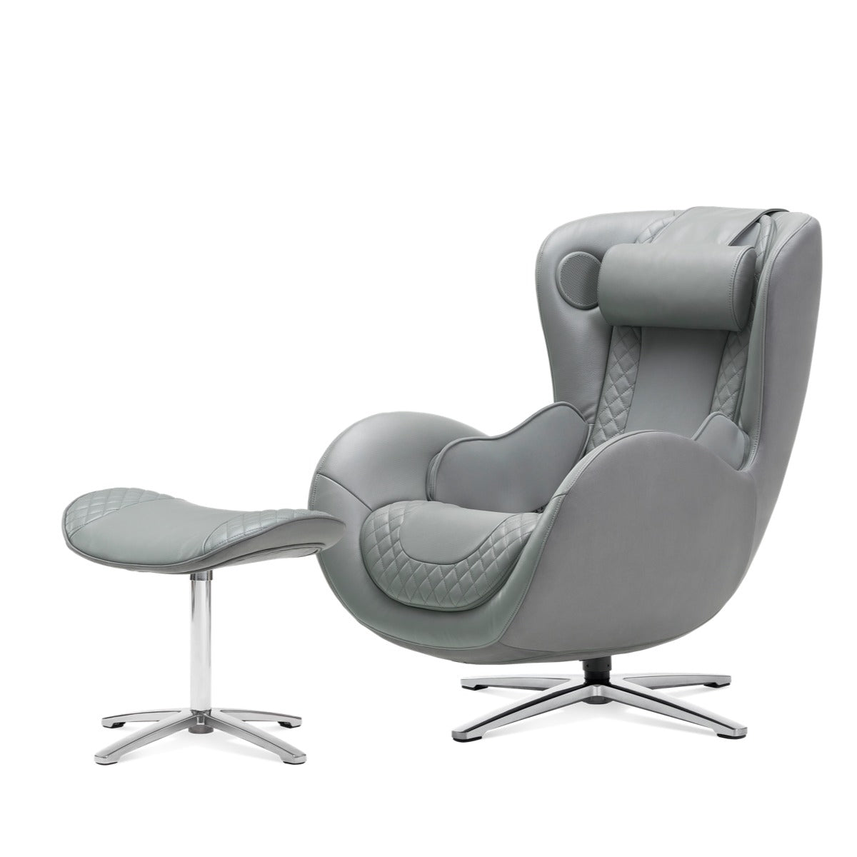 Nouhaus New Classic massage chair in Ash Grey, front three-quarter view