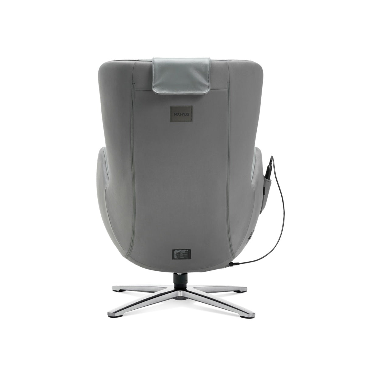 Nouhaus New Classic massage chair in Ash Grey, back three-quarter view