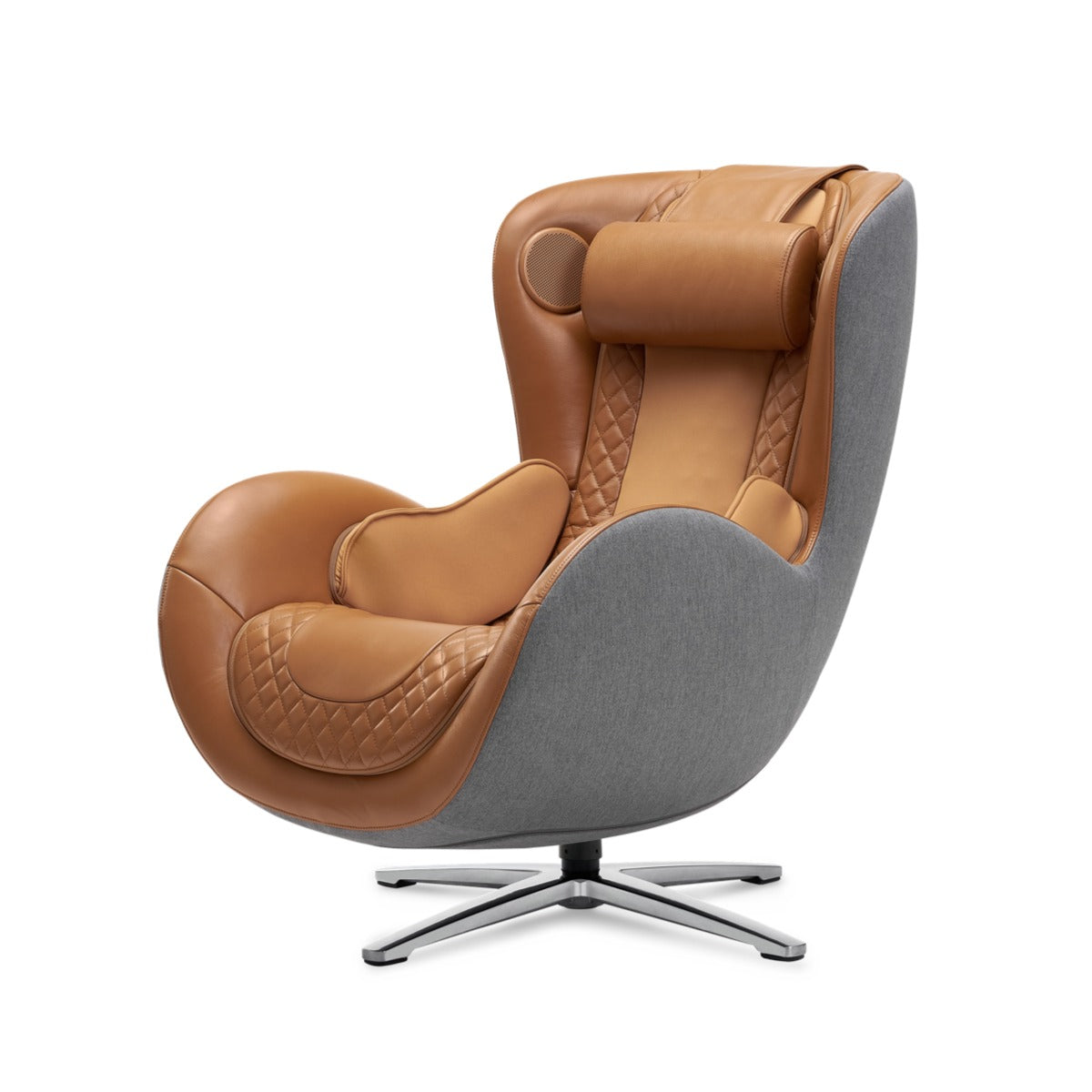 Nouhaus New Classic massage chair in Caramel, front three-quarter view