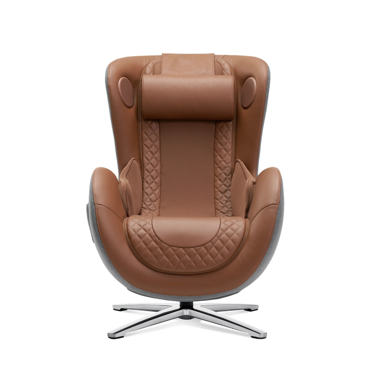 Nouhaus New Classic massage chair in Dark Caramel, front view