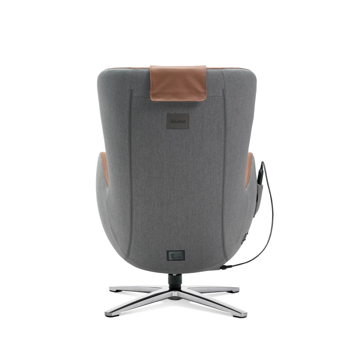 Nouhaus New Classic massage chair in Dark Caramel, back view