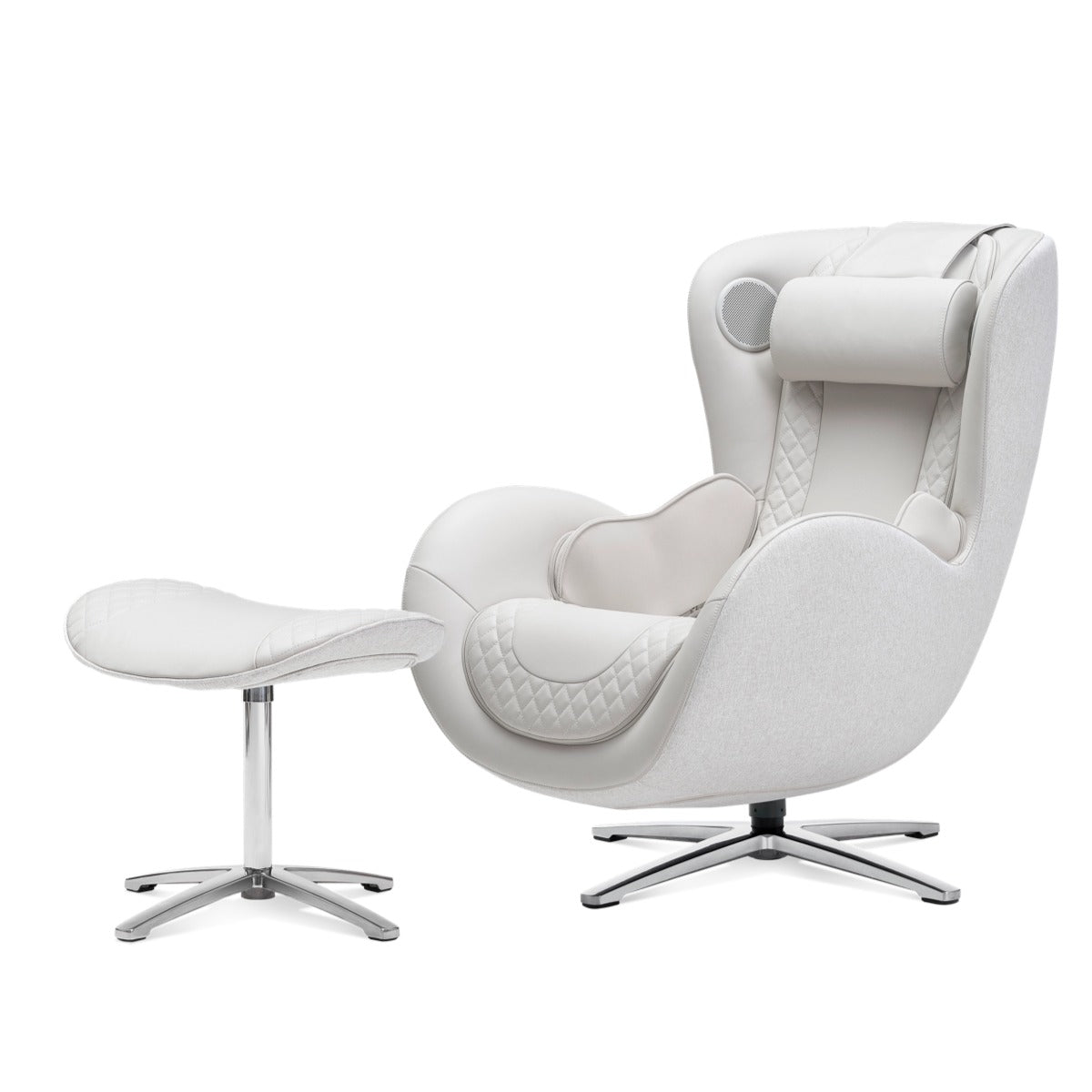 Nouhaus New Classic massage chair in Elder White, front three-quarter view