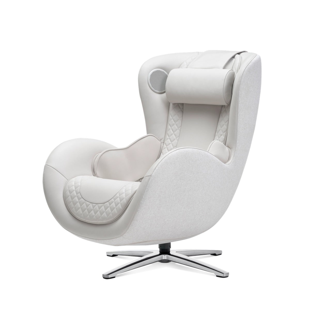 Nouhaus New Classic massage chair in Elder White, front three-quarter view