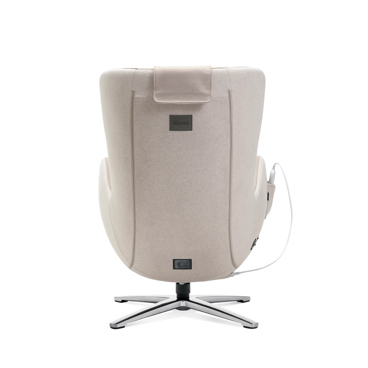 Nouhaus New Classic massage chair in Mellow Sand, back view