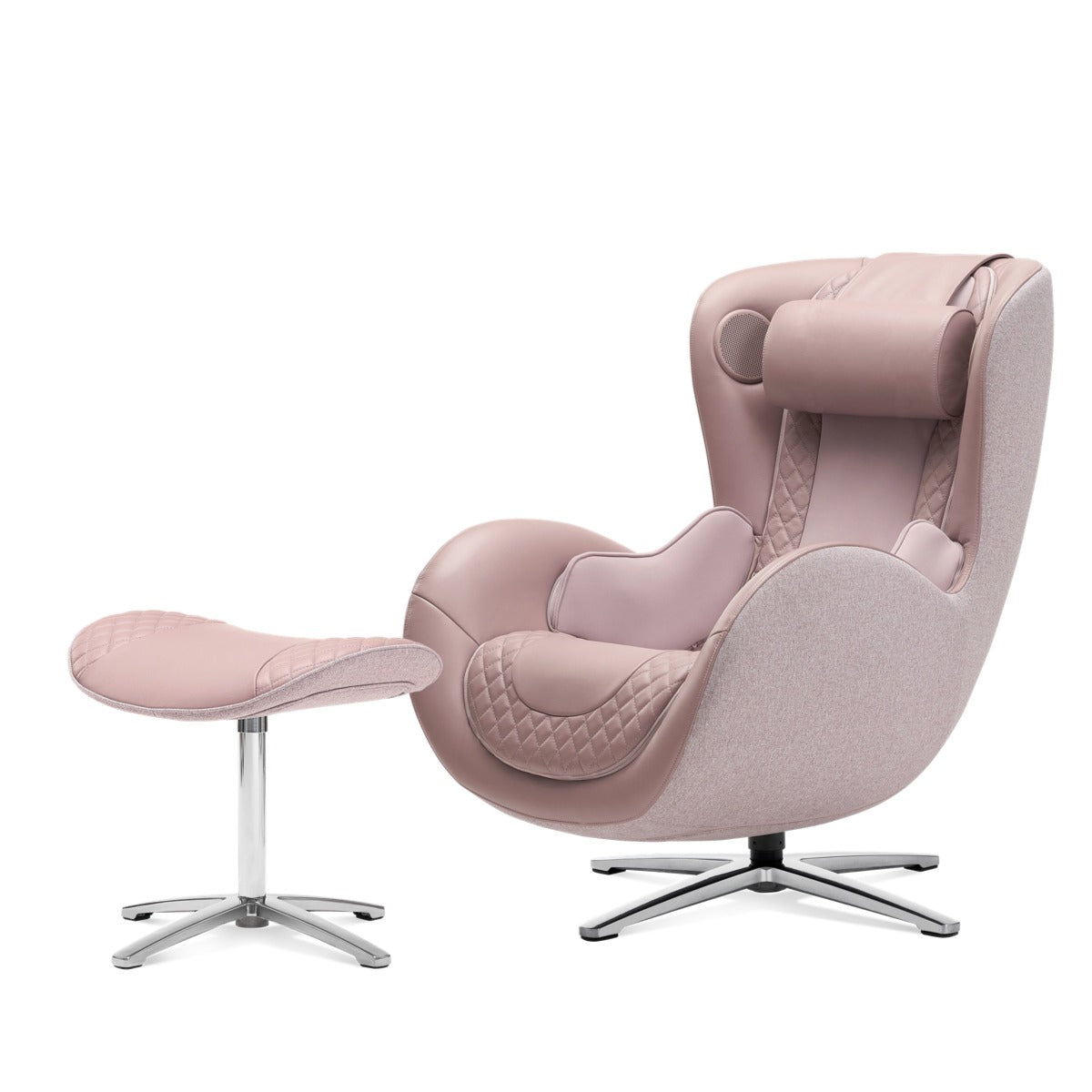 Nouhaus New Classic massage chair in Pale Rose, front three-quarter view