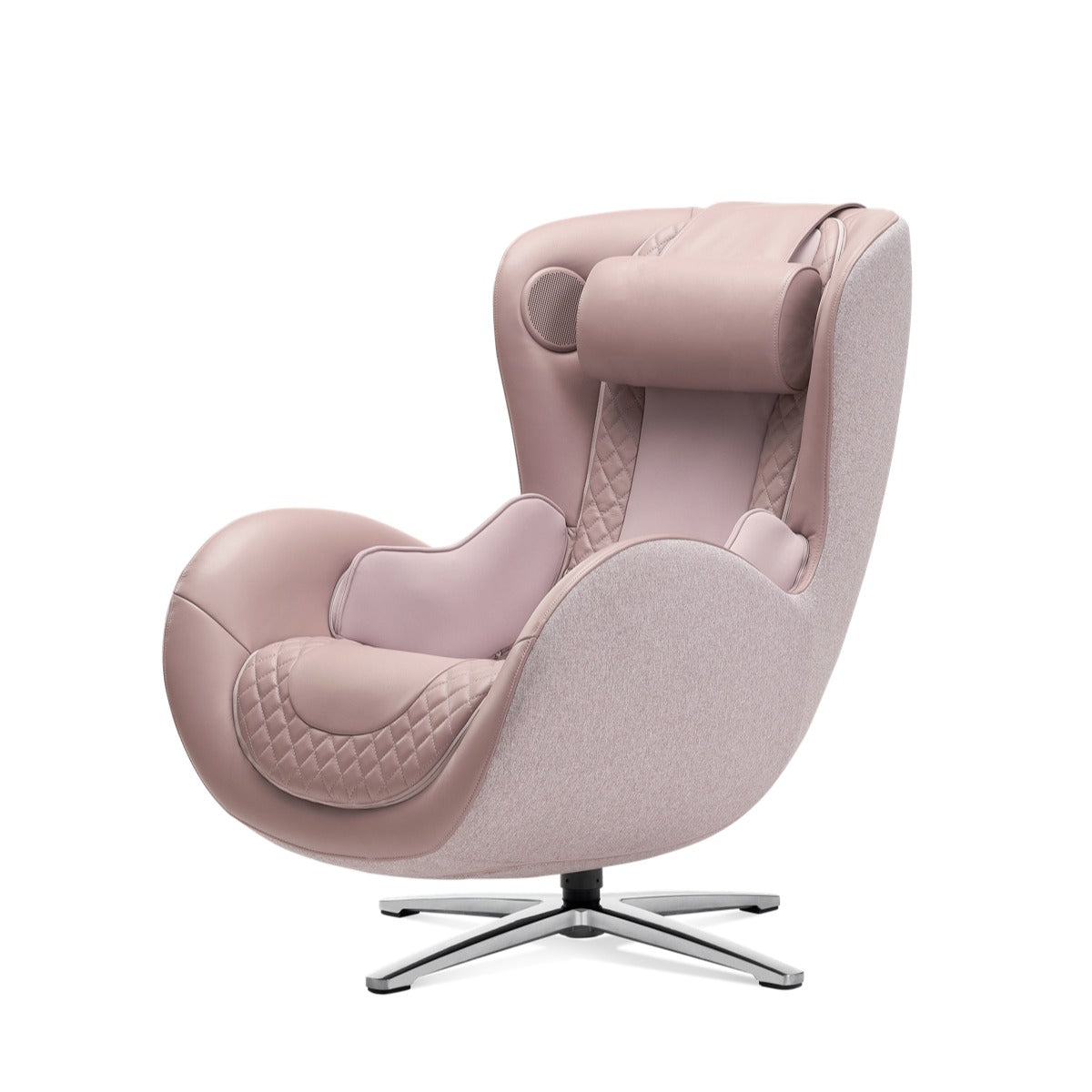 Nouhaus New Classic massage chair in Pale Rose, front three-quarter view