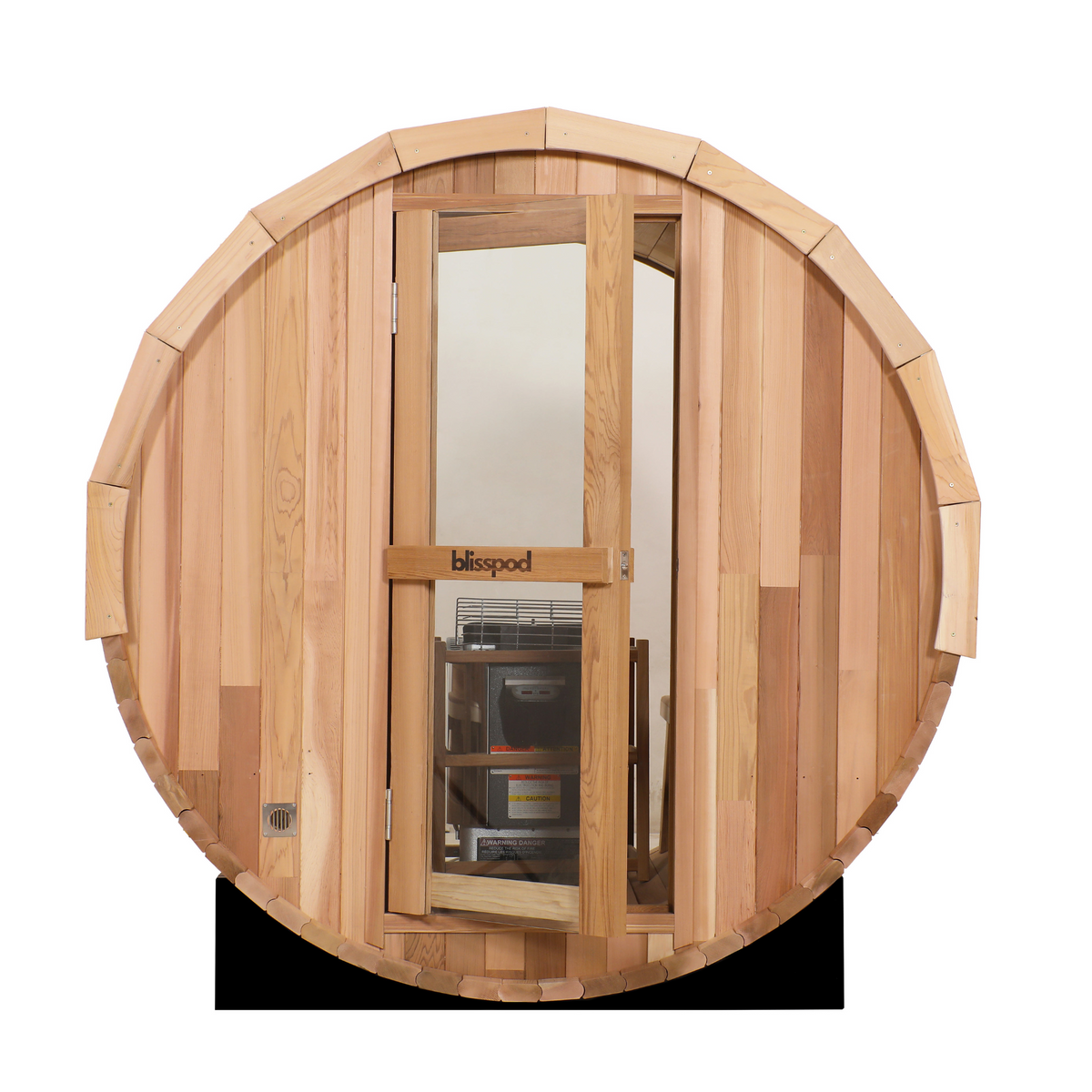 Blisspod Prague 4-6 Person Cedar Glass-Back Outdoor Steam Barrel Sauna