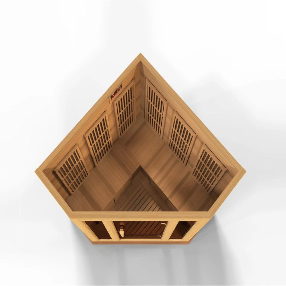 Sauna 3-Person Corner Low EMF (Under 8MG) FAR Infrared Sauna (Canadian Red Cedar)