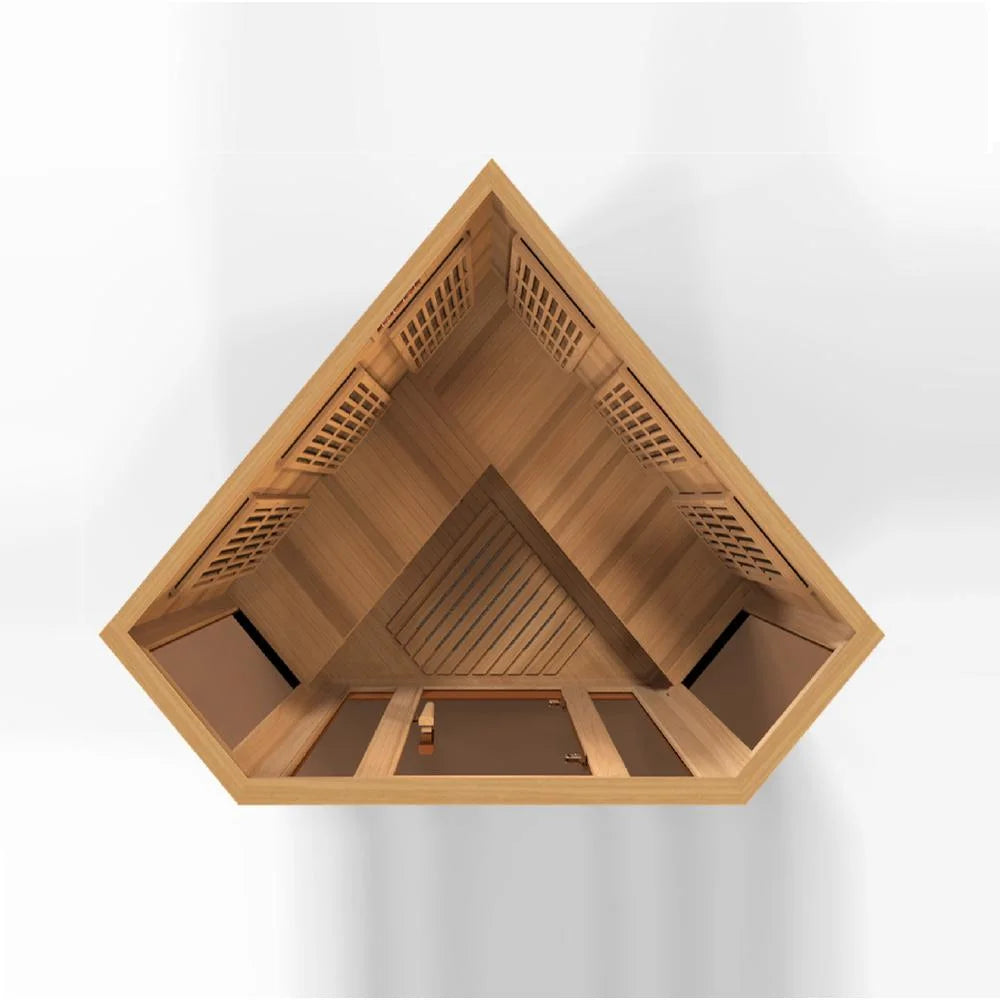 Sauna 3-Person Corner Low EMF (Under 8MG) FAR Infrared Sauna (Canadian Red Cedar)