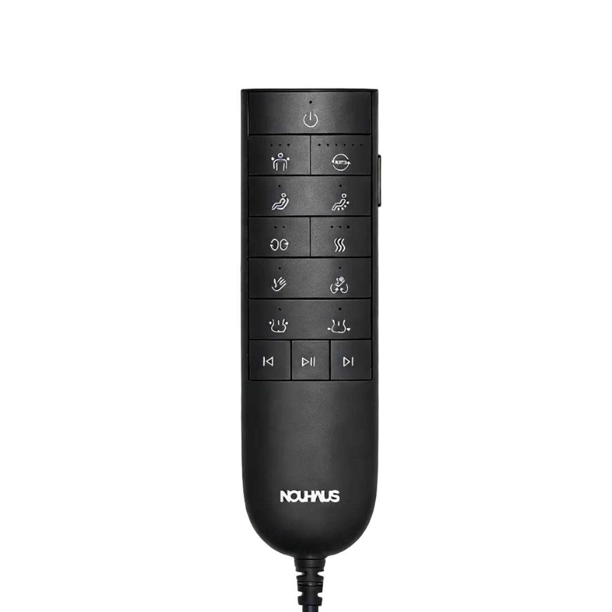 Nouhaus New Classic massage chair in Caramel, close-up view of control